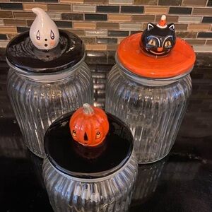 NWT Johanna Parker Halloween Glass Canister Set